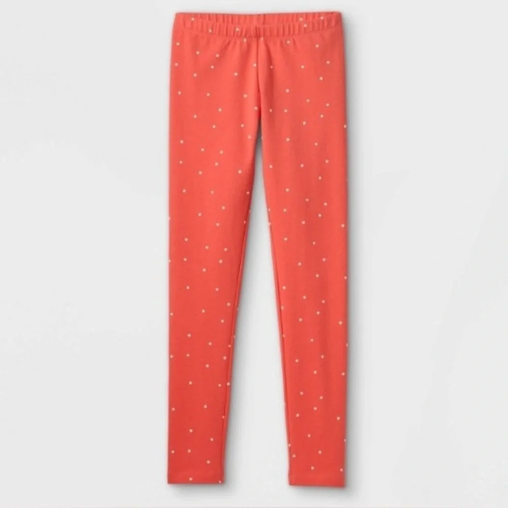 NWOT Cat & Jack Pink Polka Dot Girls Leggings Slim Medium 7/8